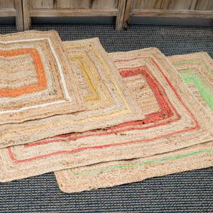 Colored & Jute Border Rugs,S/4