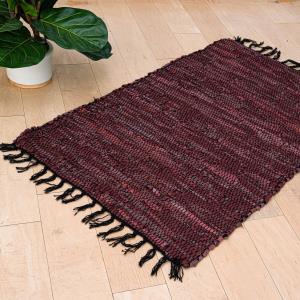 Maroon Woven Rectangle Leather Rug