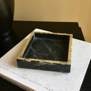 LG Black Marble (Napkin) Box w/ Rough Gold Edges