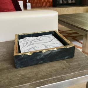 LG Black Marble (Napkin) Box w/ Rough Gold Edges