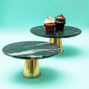Black Marble Cake Aluminum Base Large
