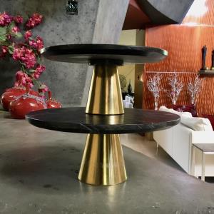SM Black Marble Cake Stand w/ Gold Base