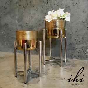 Large Gold S.S. Etched Vase w/ Aluminum Base