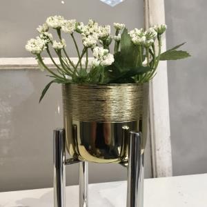 Small Gold S.S. Etched Vase w/ Aluminum Base
