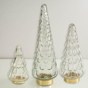 MED Clear Glass X-mas Tree w/ Gold Base