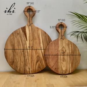 Small Round Wood Cutting Board w/ Handle