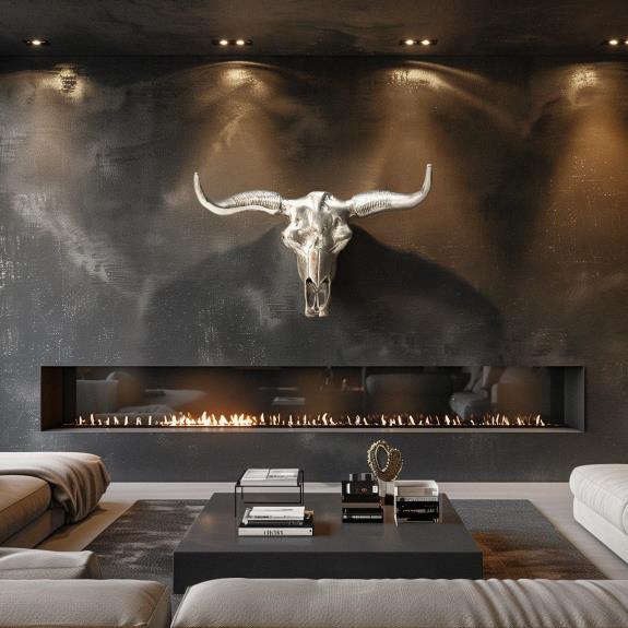 Polished Aluminum Longhorn Skull Wall Decor - 71461
