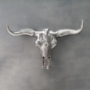 Polished Aluminum Longhorn Skull Wall Decor - 71461