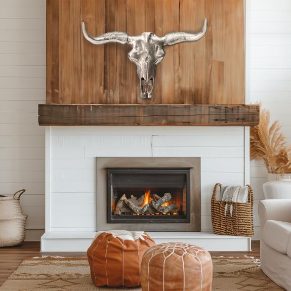 Polished Aluminum Longhorn Skull Wall Decor - 71461