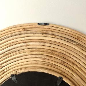 Round Beige Bamboo Mirror
