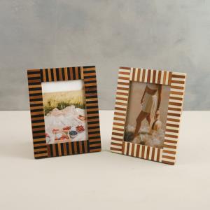 Black & White Striped Wood Frame