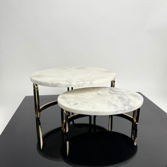 White Marble Oval Cake Stands S/2