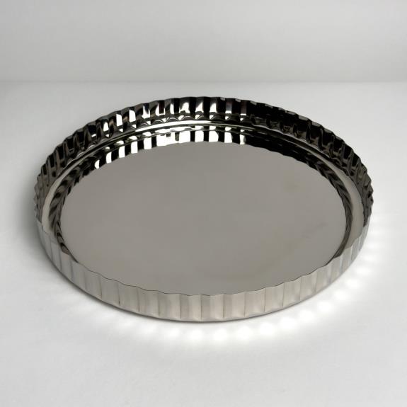 Polished Aluminum Round Crimped Tray