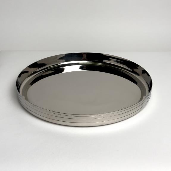 Polished Aluminum Round Striped Tray