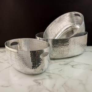 Hammered Silver Beverage Tubs Set of 3