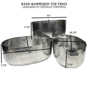 Hammered Silver Beverage Tubs Set of 3