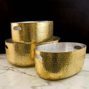 Gold Alum Hammered Beverage Tubs Set of 3