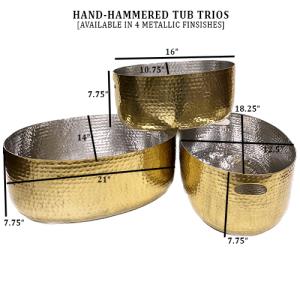 Gold Alum Hammered Beverage Tubs Set of 3