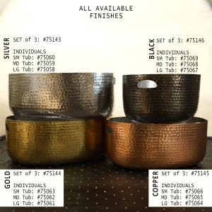 Gold Alum Hammered Beverage Tubs Set of 3