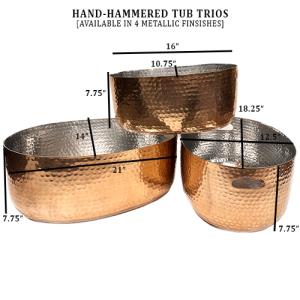 Hammered Copper Beverage Tub Set of 3 pieces