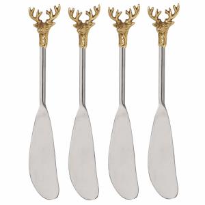 Stainless Steel Gilded Deer Spreaders S/4