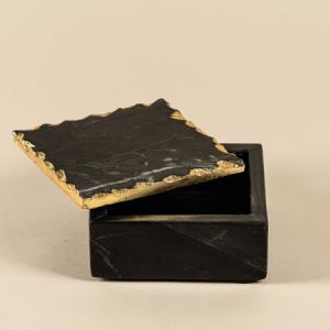Black Square Box w/ Gold Edge Lid
